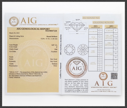 Brillant Anhänger 585 Gold; 0,57ct; AIG Zertifikat